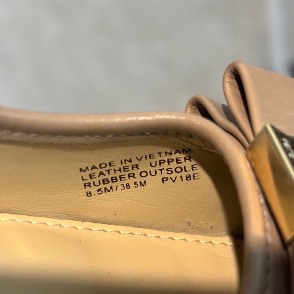 Michael Kors Heels Nude Tan 8.5 M Round Toe Block Heel Pumps Bow - Picture 10 of 11